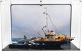 Display Case Compatible with Lego 21350 - Jaws - Acrylic Dustproof Showcase with Pre-Printed Background - Set Not Included