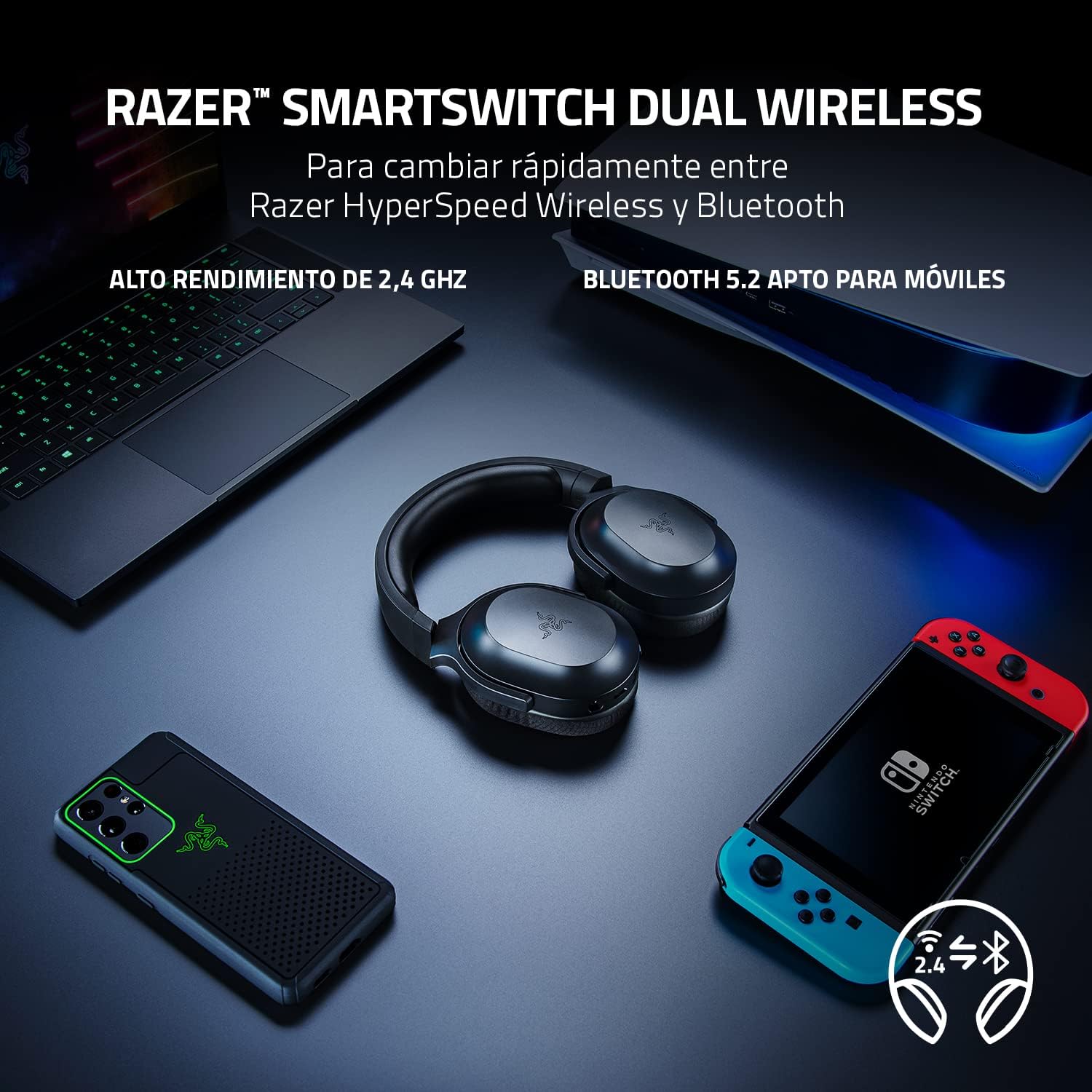 Razer Barracuda X Wireless Gaming & Mobile Headset (PC,PlayStation,Switch 2,Android,iOS): 2.4GHz Wireless + Bluetooth - Lightweight - 40mm Drivers - Detachable Mic - 50 Hr Battery - Black,(Pack of 2)
