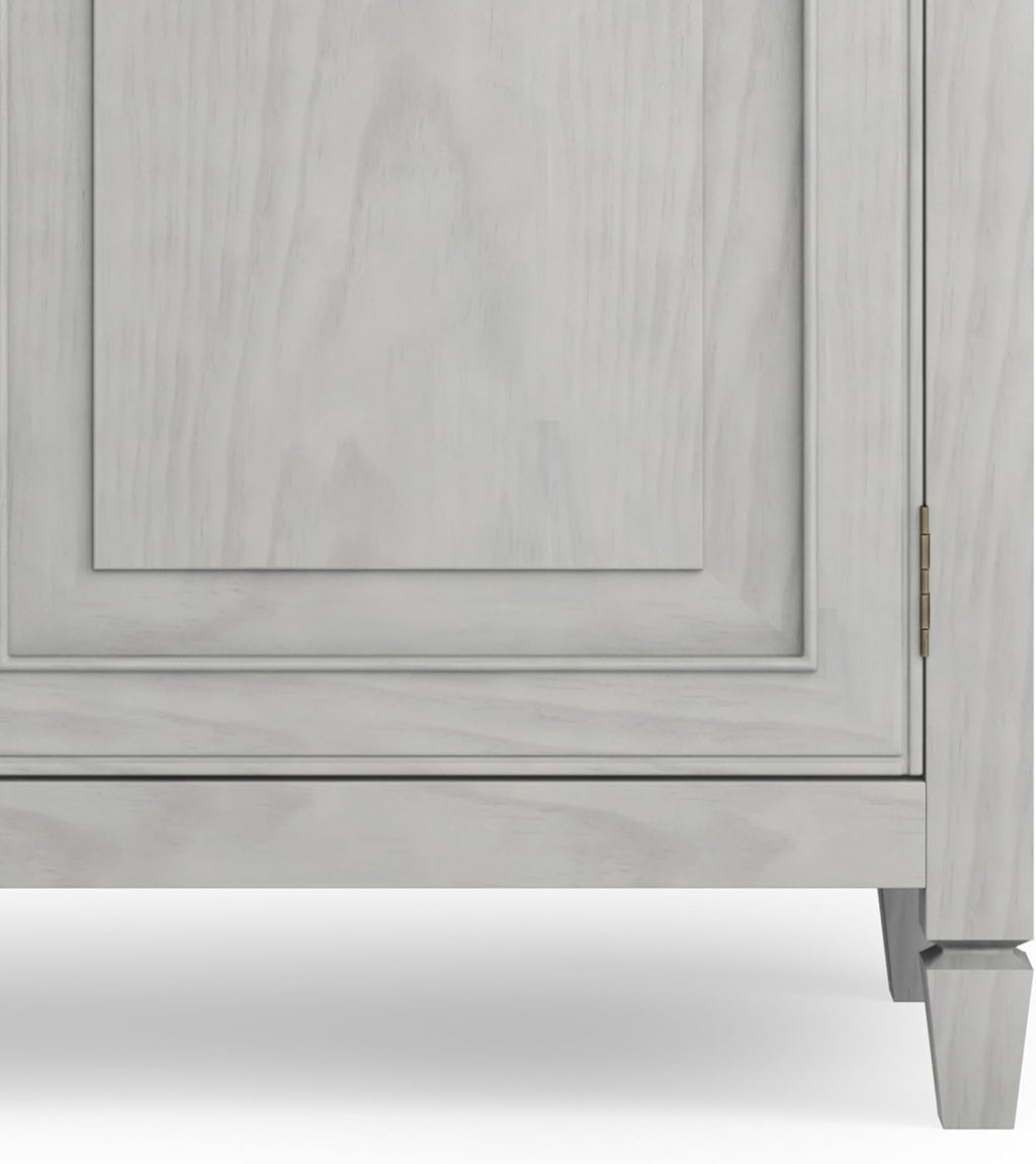 SIMPLIHOME Connaught 40-inch Wide Solid Wood Storage Cabinet in Fog Grey for Entryway, Living Room, Organizer for Hats, Gloves, Shoes, Keys, Slim Design, Traditional Style