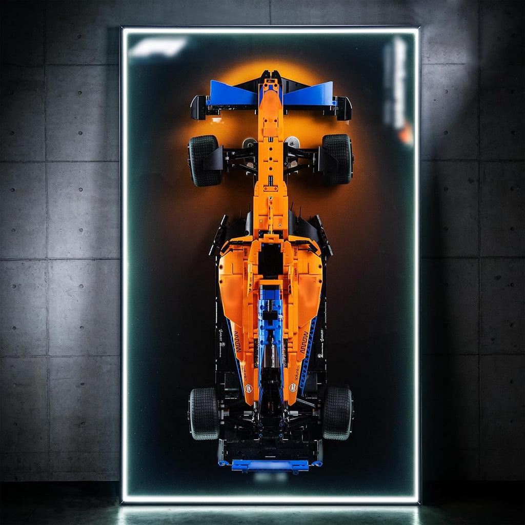 Display Wallboard for Lego Technic 42141 Technic McLaren F1 2022,Display Board with LED Lights,Adult Collectibles Wall Mount,Gift Idea, Home Decor(No Car Included)