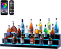VEVOR LED Lighted Liquor Bottle Display, 3 Tiers 48 Inch Commercial Illuminated Home Bar Shelf, 3 Steps Whiskey Rack Stand, Acrylic Drink Shelves with RF Remote & App Control, and Multicolor Light