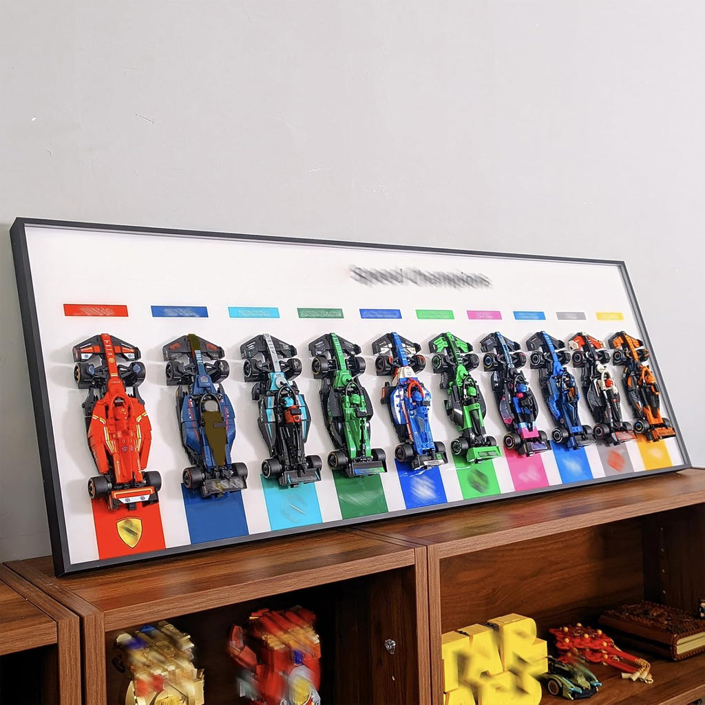 WETCEAOM Display Wallboard Compatible with Lego Speed Champions 10-Car 66802 Display Frame Wall Mount(with Hook), Wall Art- Ideal Compatible with Lego Car Wall Mount Display (Model Not Included!)