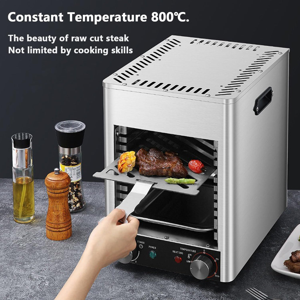Steak Searer,Steak Grill,5.0min Fast Preheating,Maximum Temperature 800℃,Time and Temperature Can Be Set,Suitable for Family Gatherings, Restaurants,Camping
