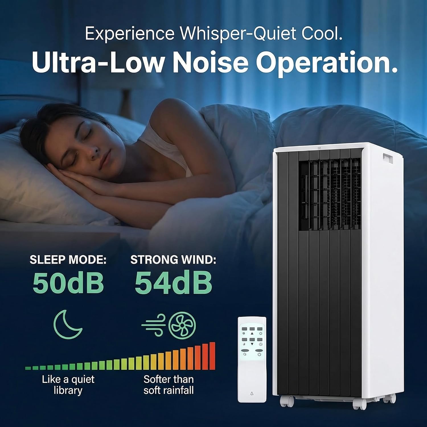 8,000 BTU Portable Air Conditioners, 3-in-1 Air Modes Up to 350 Sq, Portable AC Unit with Cooling, Fan, Dehumidifier, 24H Timer, Remote, Window Installation Kit, White, for Bedroom.