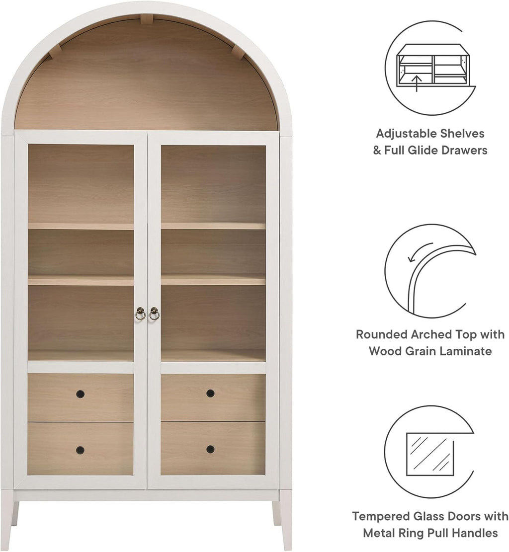 Modway Nolan Arched Storage Display Cabinet - Modern Accent Cabinet for Living Room, Dining Room