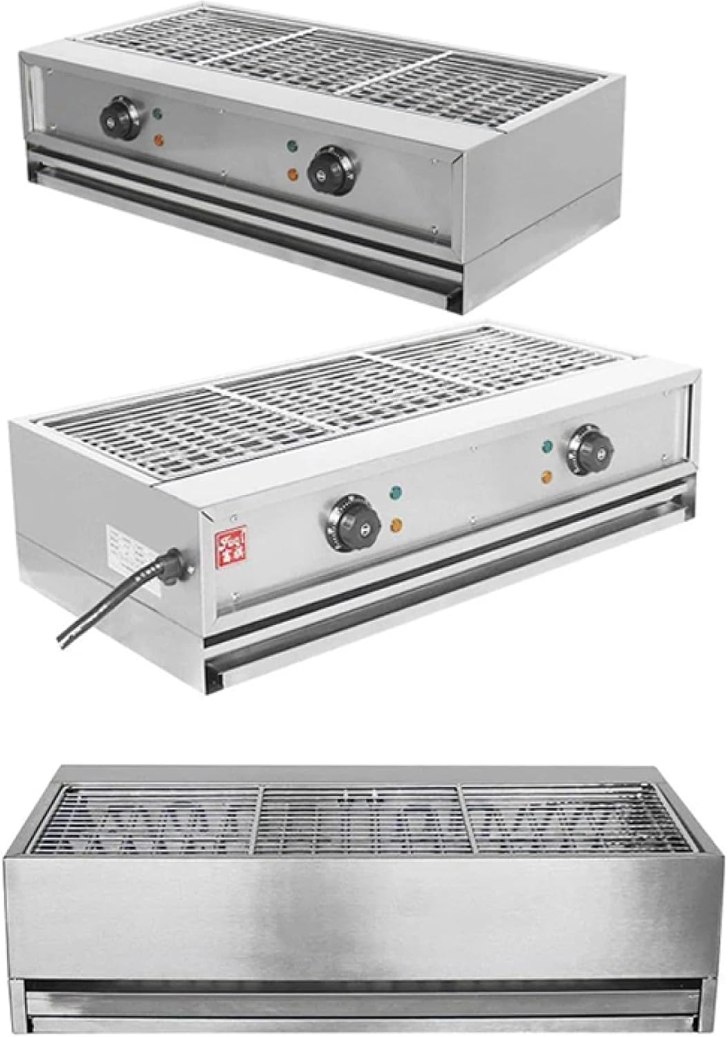 Commercial Stainless Steel Electric Griddle Grill/Smokeless Barbecue Oven with Adjustable Thermostatic Control for Grilled Cheese, Bacon, Sausage