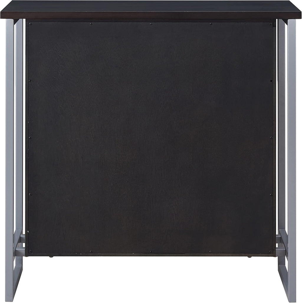 Leick Home 10140-BLKNK Talia Mixed Metal and Wood Foyer Cabinet with Adjustable Shelf for Entryway, Hallway, Bedroom, Living Room, Black/Satin Nickel