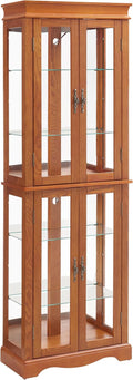 Glass Curio Cabinet with Lights & Adjustable Shelves, Corner Cabinet for Kitchen, Living Room, Office (Free Standing, Light Bulb Included) - Walnut, 70.08'H x 23.82'W x 11.81'D