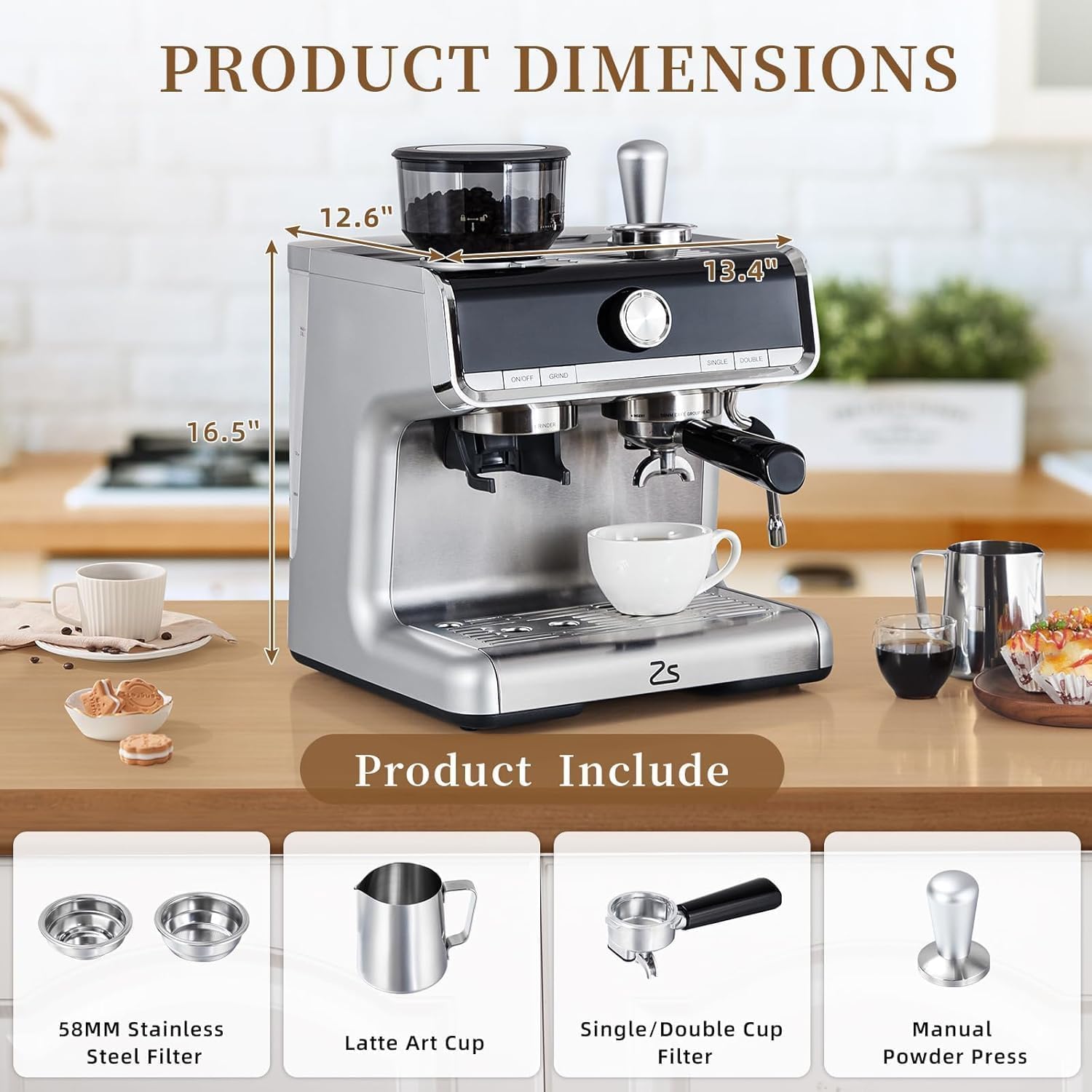 Espresso Machine, 20 Bar Semi-Automatic Espresso Coffee Maker With Steamer Wand for Cappuccino, Latte, 95-Ounce Water Tank