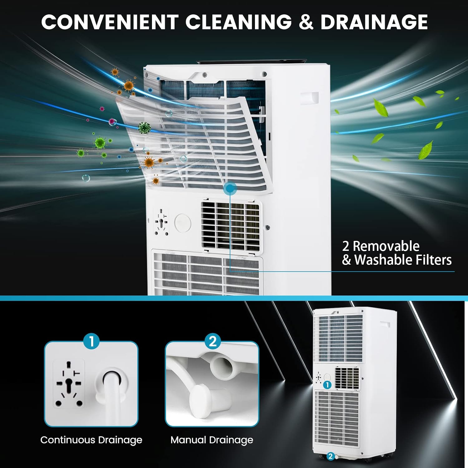 COSTWAY 10000 BTU Portable Air Conditioner, 3 in 1 AC Unit, Fan & Dehumidifier w/Sleep Mode, 24H Timer, LED Display, Child Lock, Remote Control & Window Kit for Bedroom, Office, Dorm (10000BTU)