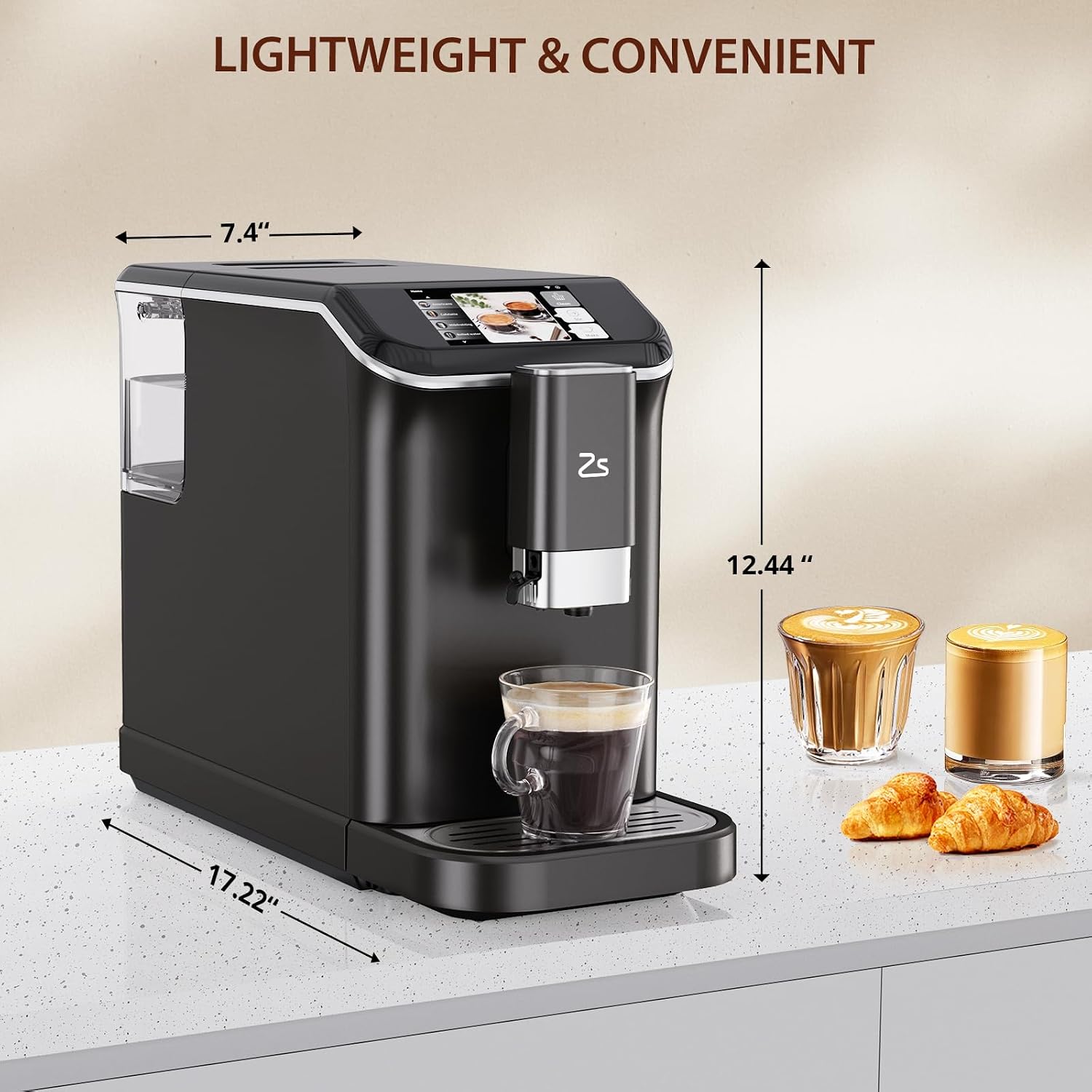 Fully Automatic Espresso Machine with Grinder, 20 Bar Espresso Machine with Automatic Milk Frother, 1-15 Adjustable Grind Size Levels, 1.5L Water Tank, Cappuccino & Latte Machine for Home