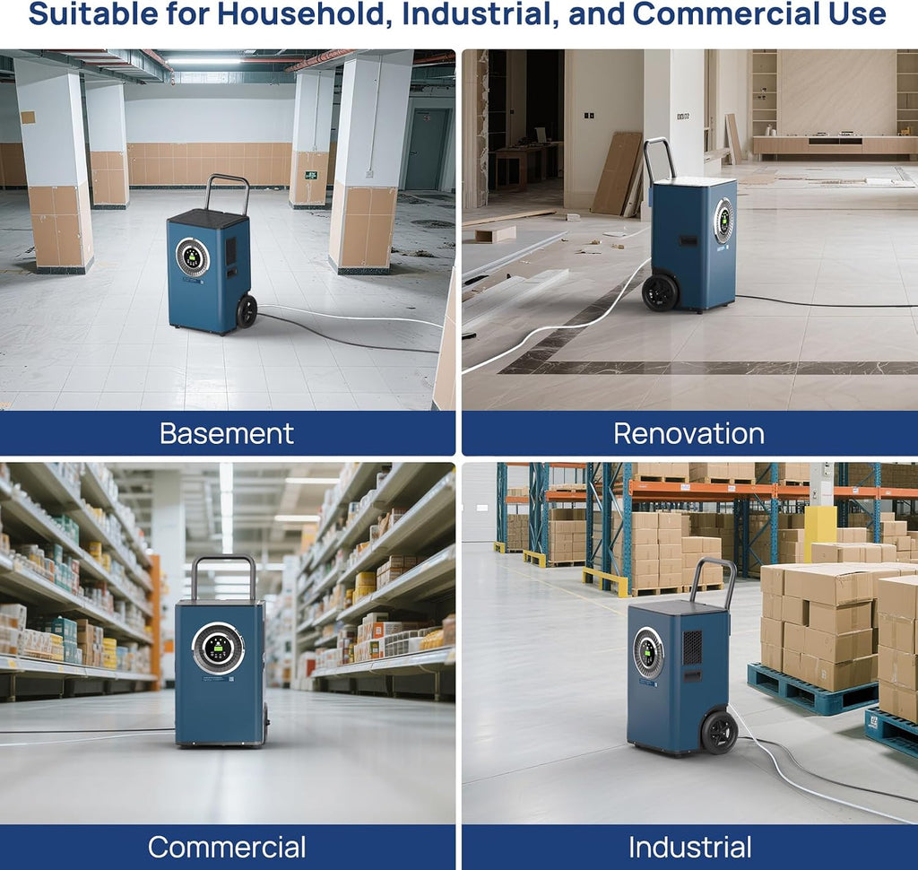 ARGENDON 145 Pints Commercial Grade Dehumidifier with Pump and Drain Hose, Large Heavy Duty Basement Dehumidifiers for Industrial Use, Water Damage Restoration，5-Years Warranty