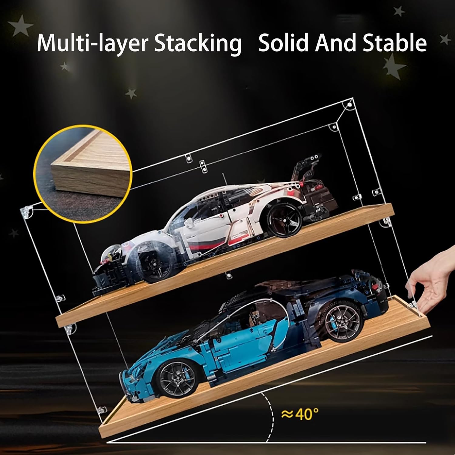 Acrylic Display Case for Lego 76304 Batmobile Model, 3mm Dustproof Display Box, Display Case Compatible with Lego 76304 (Model Not Included) (Transparent 3MM White Base)