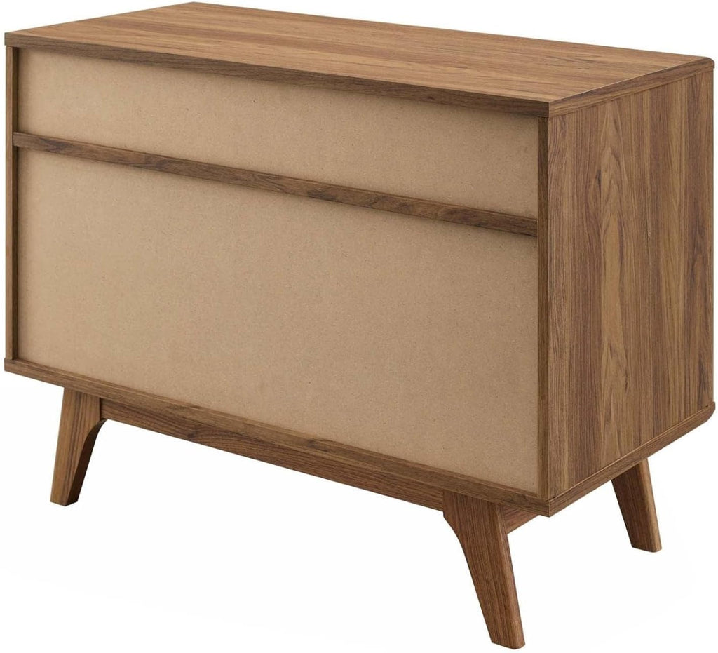 Modway Render Mid-Century Modern Vinyl Record Storage Display Cabinet, 37 Inch, Walnut