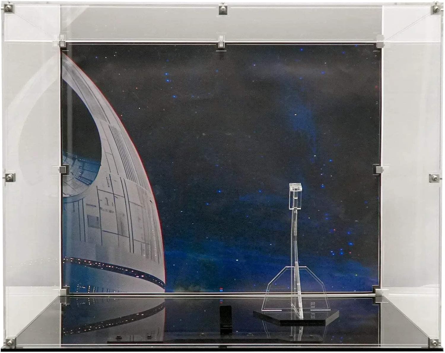Display Case Compatible with Lego 75382 - TIE Interceptor - Acrylic Dustproof Showcase with Pre-Printed Background - Set Not Included