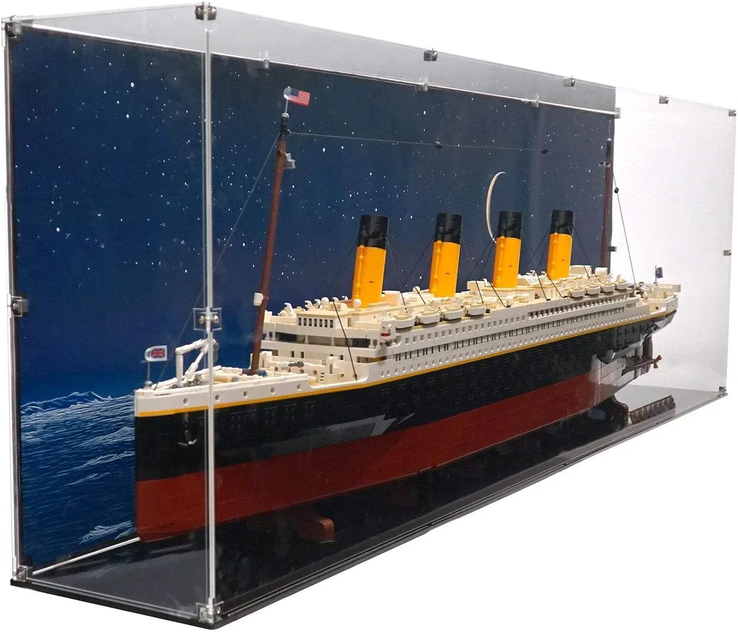 Display Case Compatible with Lego 10294 - Titanic -Acrylic Dustproof Showcase with Pre-Printed Background - Icebound Tranquility (Daytime) - Set Not Included