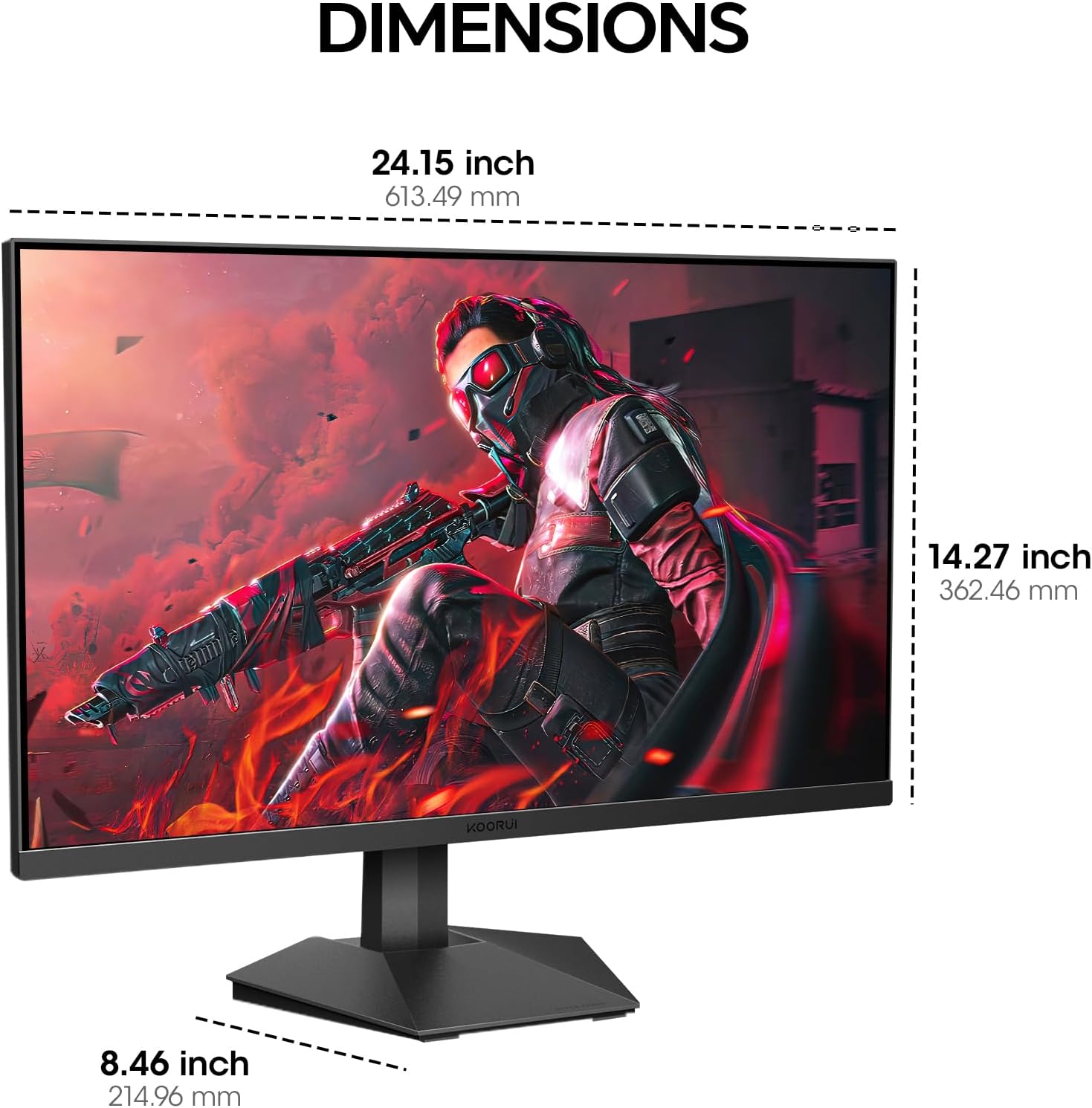 KOORUI 27 Inch Gaming Monitor 200Hz FHD (1920x1080) HDR400, 1ms Fast IPS, 90% DCI-P3, Adaptive-Sync, HDMI 2.0, DP 1.4, VESA Mount, Tilt Adjustable, G2711P