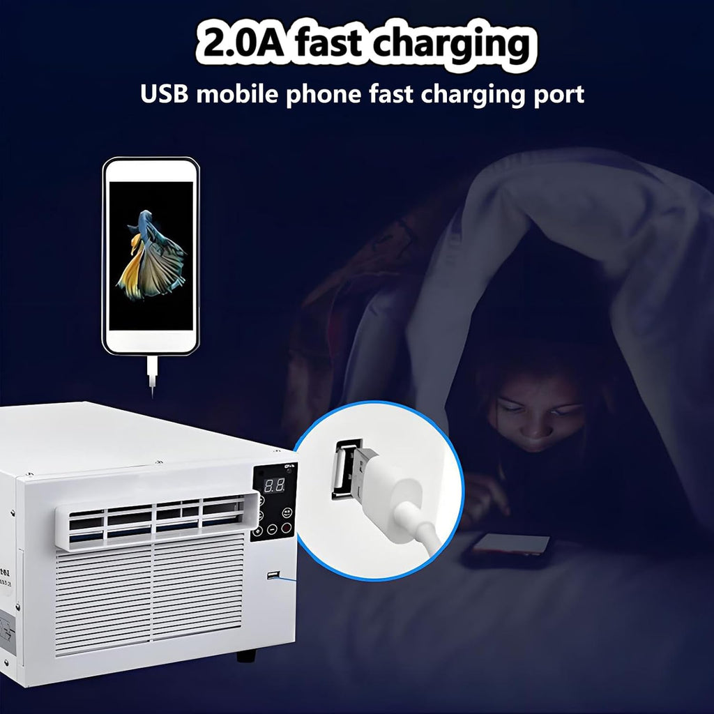 Air Conditioning Unit Portable Quiet Dehumidifier Air Conditioner Small Air Cooler Fan Unit with Remote Control 1-12h timer & LED Light Dormitory Mosquito Net Air Conditi