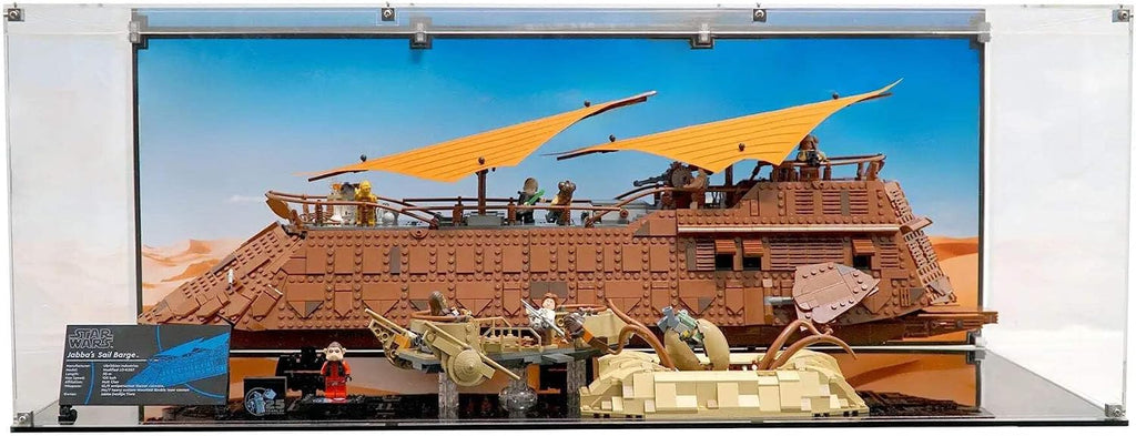 Display Case Compatible with Lego 75397 - Jabba's Sail Barge - Acrylic Dustproof Showcase with Pre-Printed Background - Set Not Included