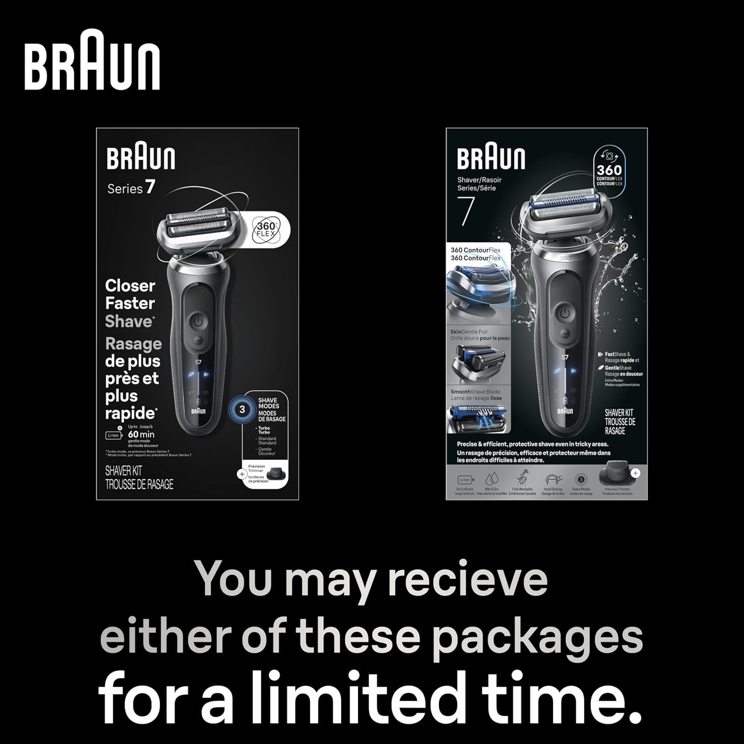 Braun Electric Shaver for Men, Series 7 7171cc, Wet & Dry Shave, Turbo & Gentle Shaving Modes, Waterproof Foil Shaver with Precision Trimmer, Space Grey