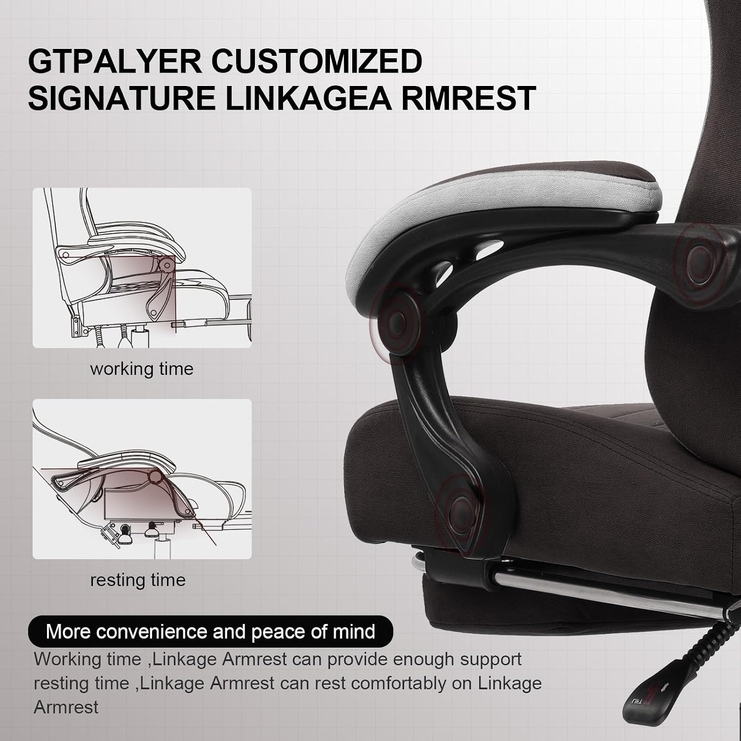 GTPLAYER Gaming Chair, Computer Office Chair with Pocket Spring Cushion, Linkage Armrests and Footrest, High Back Ergonomic Computer Chair with Lumbar Support Task Chair with Footrest