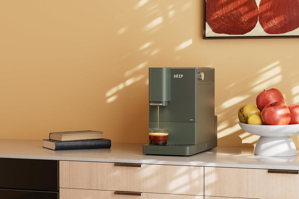 Terra Kaffe Demi Compact Fully Automatic Espresso Machine - Roaster-Approved Espresso Settings - Barista-Level Quality with Built-In Grinder - Coffee Machine - Forest