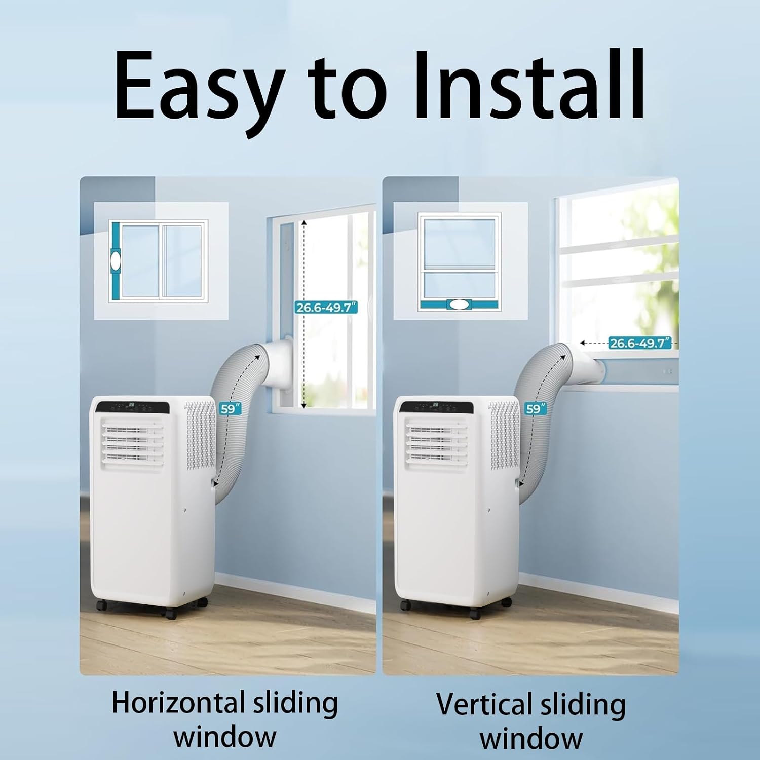 10000 BTU Portable Air Conditioner, Quiet 3-in-1 AC Unit for Room Up to 450 Sq.Ft with Dehumidifier, Fan, Cooling, Remote Control & 24H Timer, Compact Design for Bedroom, Apartment, Office