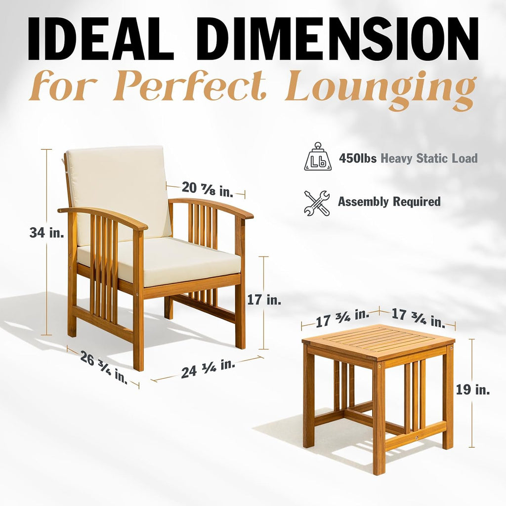 Idzo Wood Club Chairs Set 2 with End Table