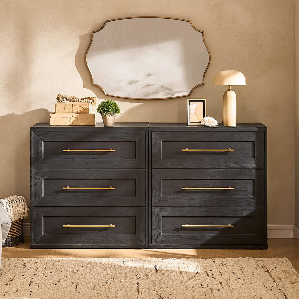 mopio Blake 3 Drawer Dresser for Bedroom, Chest of Drawers, Wood Dresser Organizer, Modern Farmhouse, Tall Night Stand, Enhanced Safety, Sturdy Compliant (Black Oak, Set of 2)