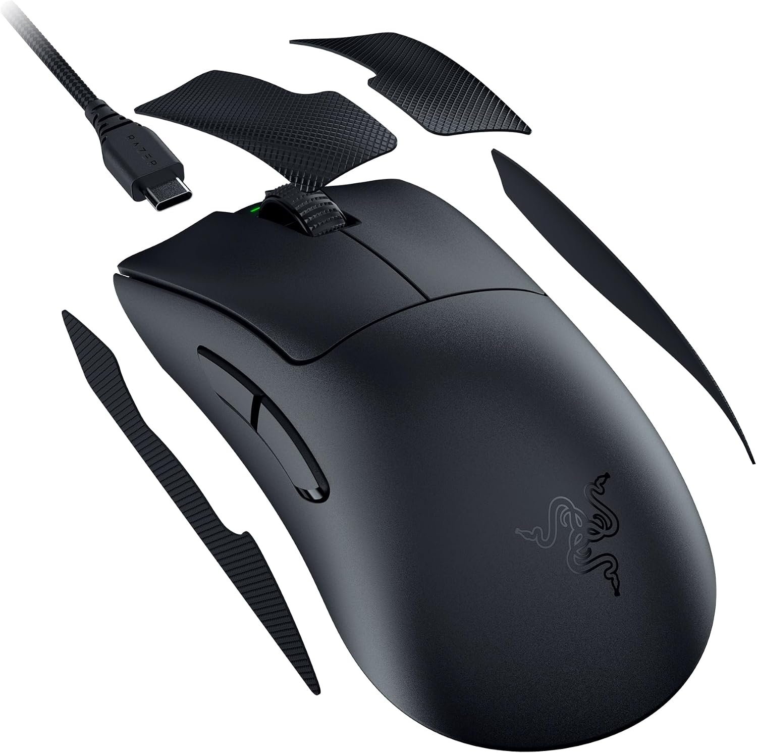 Razer DeathAdder V3 Pro - Black Ultra-lightweight Wireless Ergonomic Esports Mouse - Optical - Cable/Wireless - Radio Frequency - 2.40 GHz - Rechargeable - Black - USB - 30000 dpi - Scroll Wheel - 5 B
