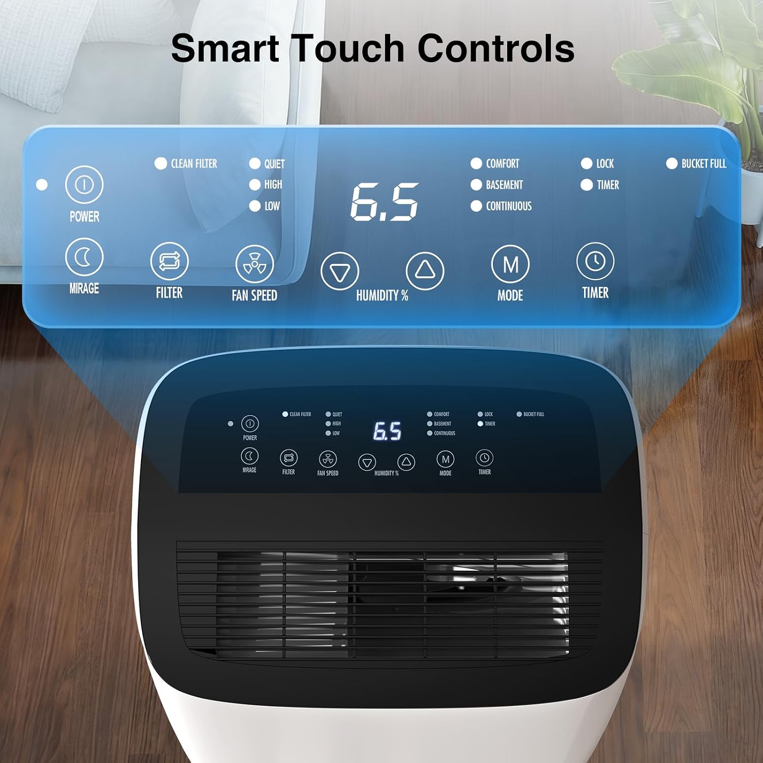 ZAFRO 7000 Sq.Ft Dehumidifiers for Home and Basement with Drain Hose, Energy Saving Max 150 Pints Dehumidifier with Auto or Manual Drainage, Auto Defrost, Three Modes, 24Hrs Timer