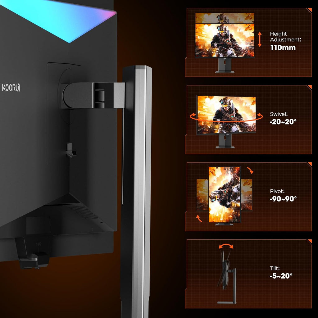 KOORUI 32 Inch 4K OLED Gaming Monitor, UHD 3840x2160, 240Hz 0.03ms Computer Monitors, HDR True Black 400, 99% DCI-P3, AdaptiveSync, DP&HDMI, Tilt/Pivot/Swivel/Height Adjustable, USB Type-C, S3241XO