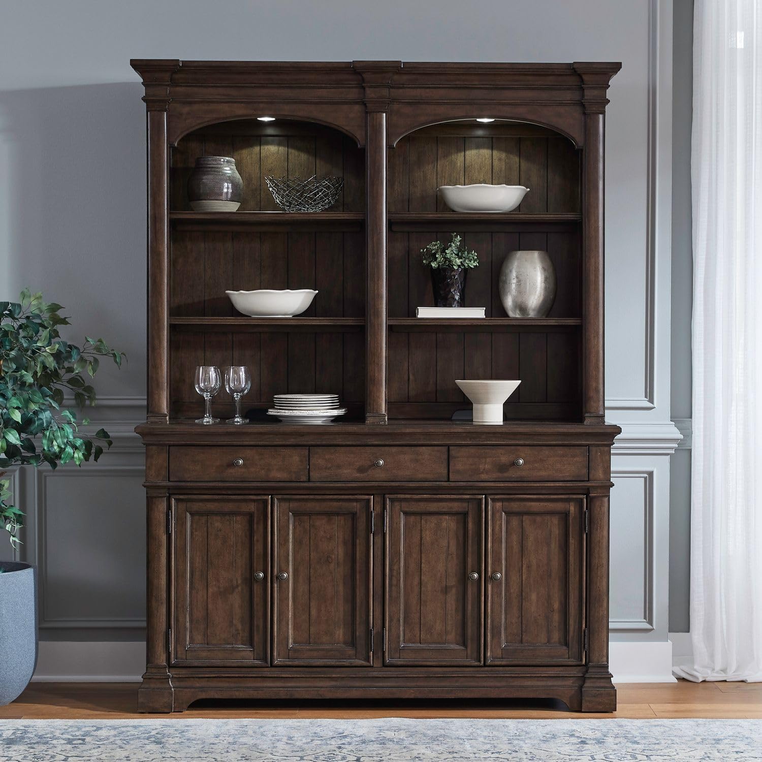 Liberty Furniture Arden Road Dining Room Hutch & Buffet - Satin Cherry