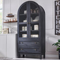 IFGET 71' Tall Arched Kitchen Pantry Cabinet, Wood Kitchens Storage Cabinets with 2 Large Drawers and Adjustable Shelves, Modern Farmhouse Versatile Cupboard for Kitchen, Dining Room, Bathroom, Grey