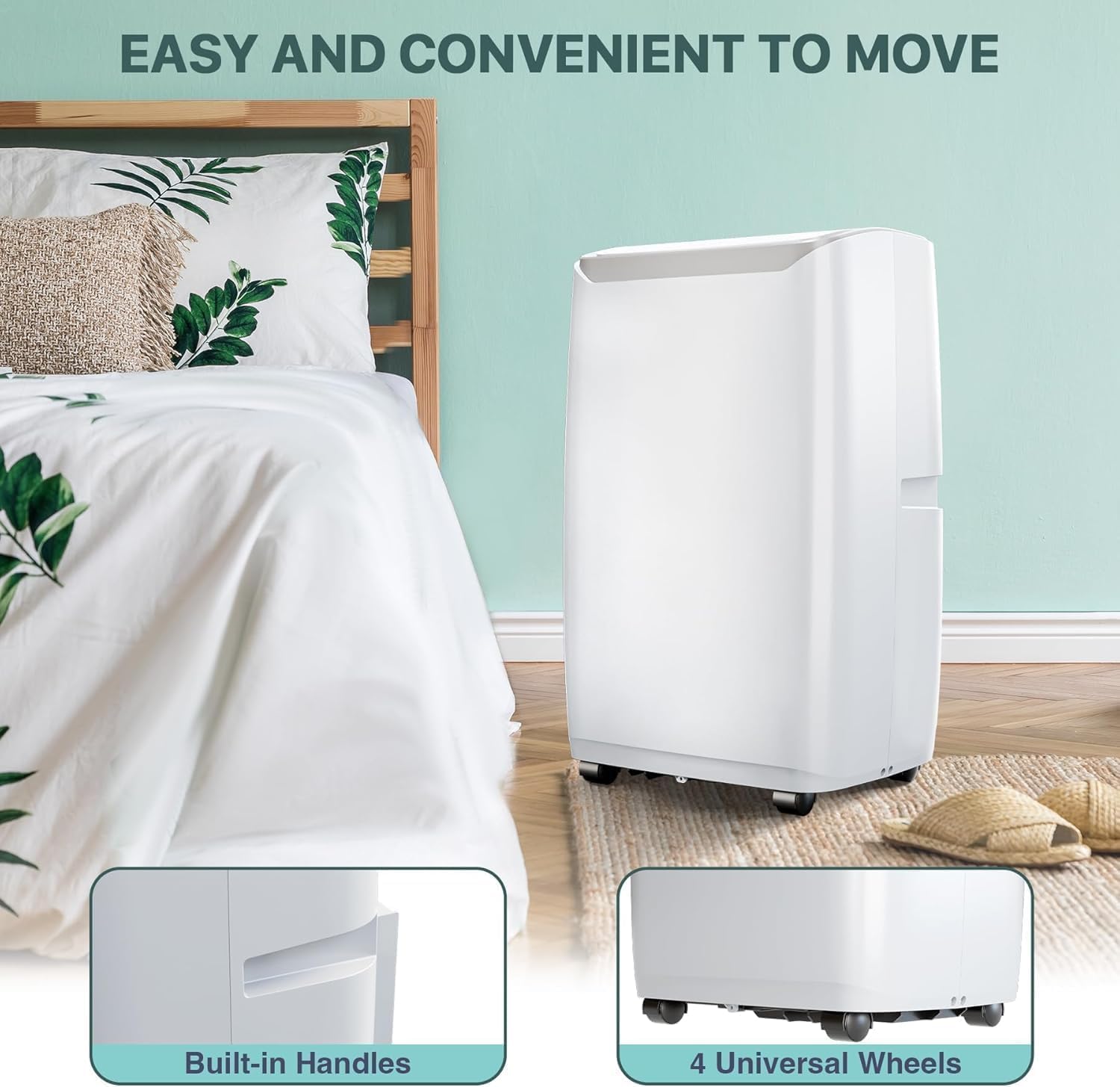 12000 BTU Portable Air Conditioners, for Rooms Up to 550 Sq.Ft. 3-In-1 AC with Fast Cooling, Dehumidifier & Three Speed Fan, 24H Timer and Remote Control, Ultra Quiet for Bedroom, White