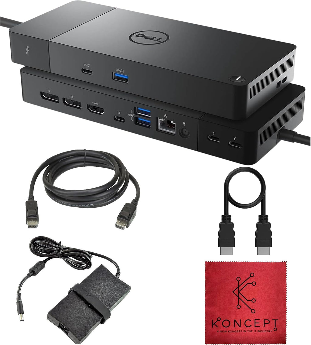WD22TB4 Dell Thunderbolt 4 Dock 40Gbps USB-C/USB A - Dell Docking Station Dual Monitor with 180W, HDMI & DisplayPort Cable - Supports 4K Displays & Upto 3 Monitors (Renewed)