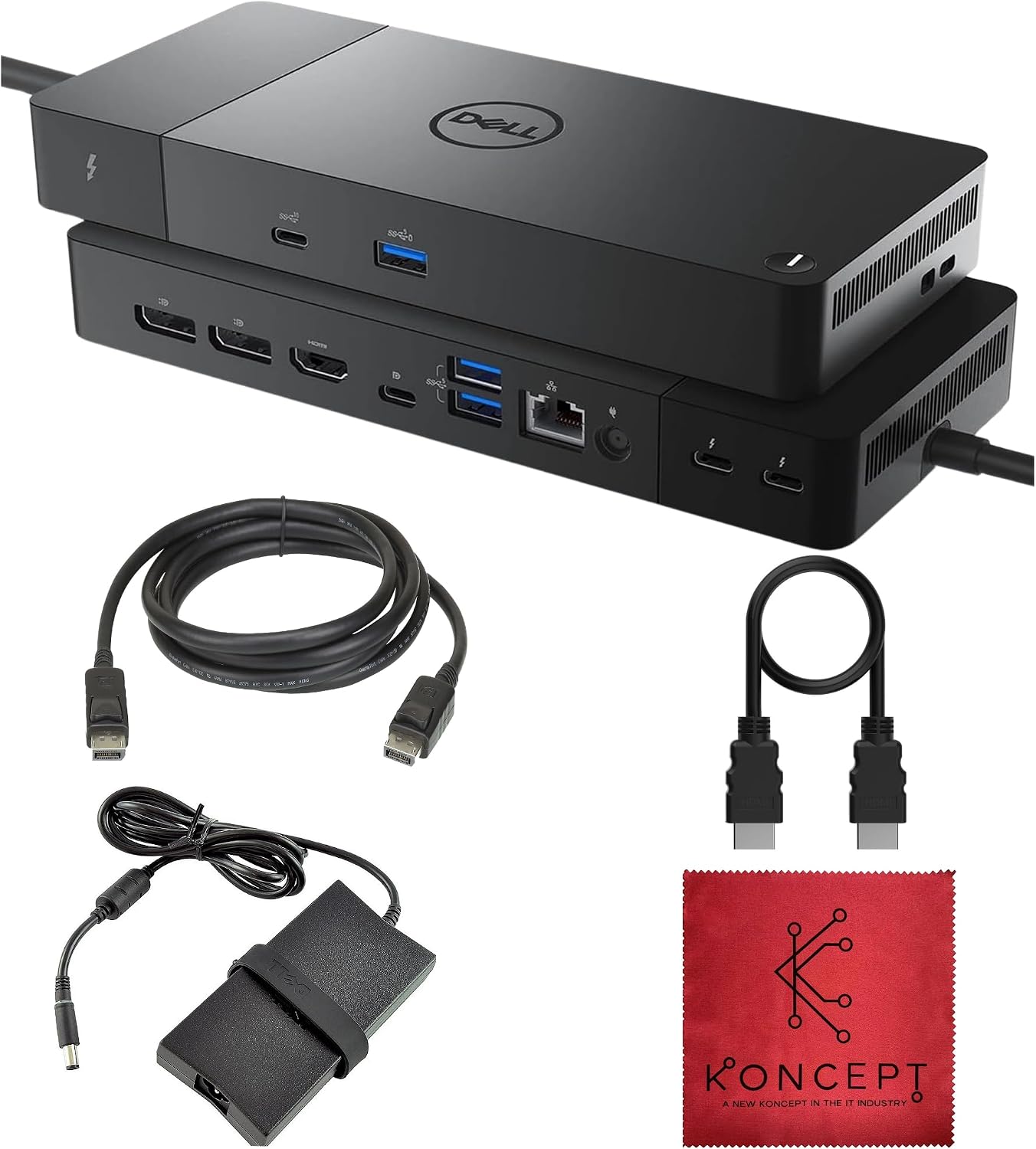 WD22TB4 Dell Thunderbolt 4 Dock 40Gbps USB-C/USB A - Dell Docking Station Dual Monitor with 180W, HDMI & DisplayPort Cable - Supports 4K Displays & Upto 3 Monitors (Renewed)