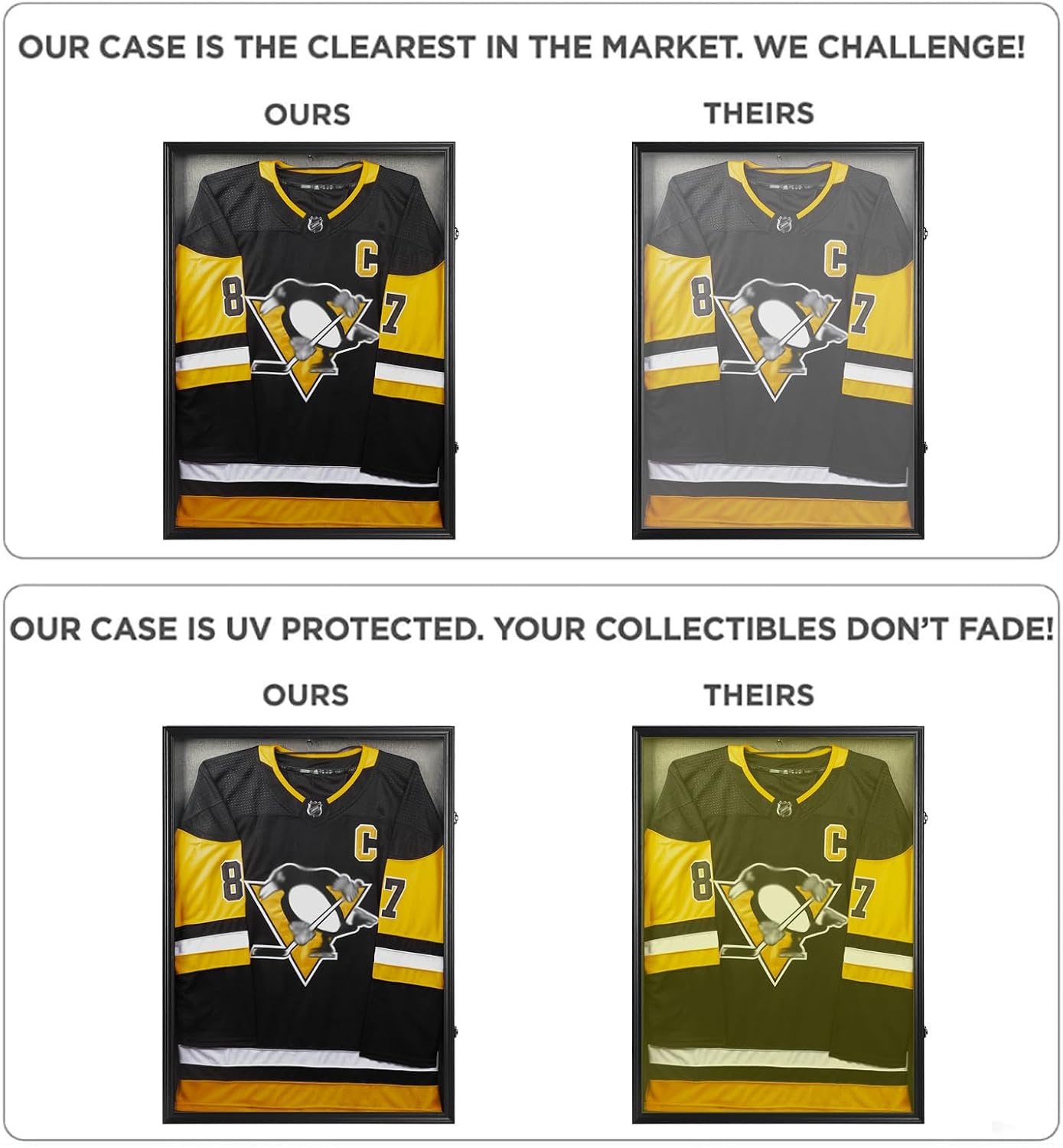 Large Jersey Frame Display Case, 26x37 Lockable Shadow Box Sports Jersey Frame with UV Protection Acrylic and Metal Hanger for Baseball Basketball Football Soccer Hockey XXL Shirt, Linen Black