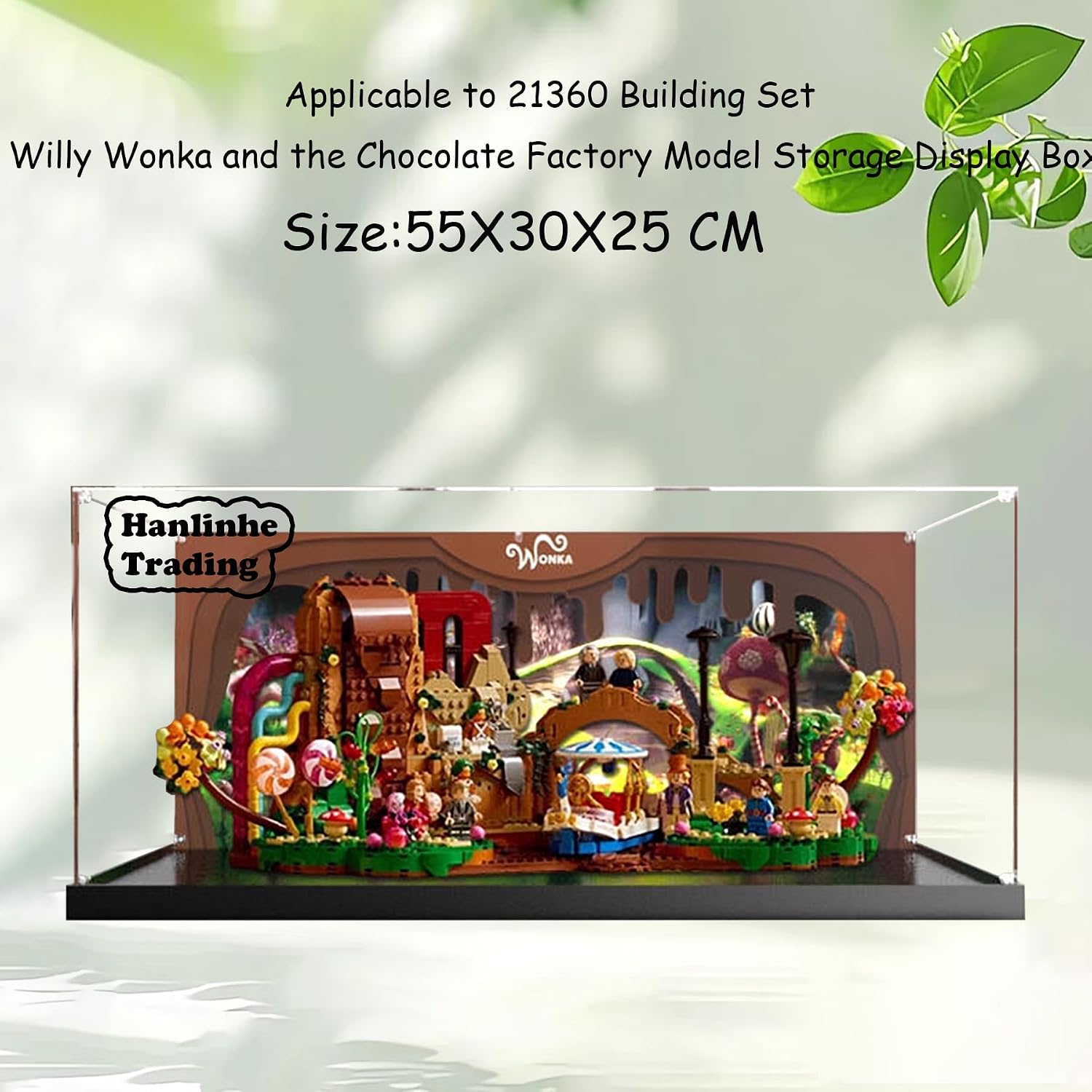Acrylic Display Case for Lego 21360 Willy Wonka and The Chocolate Factory Building Set– Dustproof Display Box, Display Box Compatible with Lego 21360-Only Display case (Back Spray)