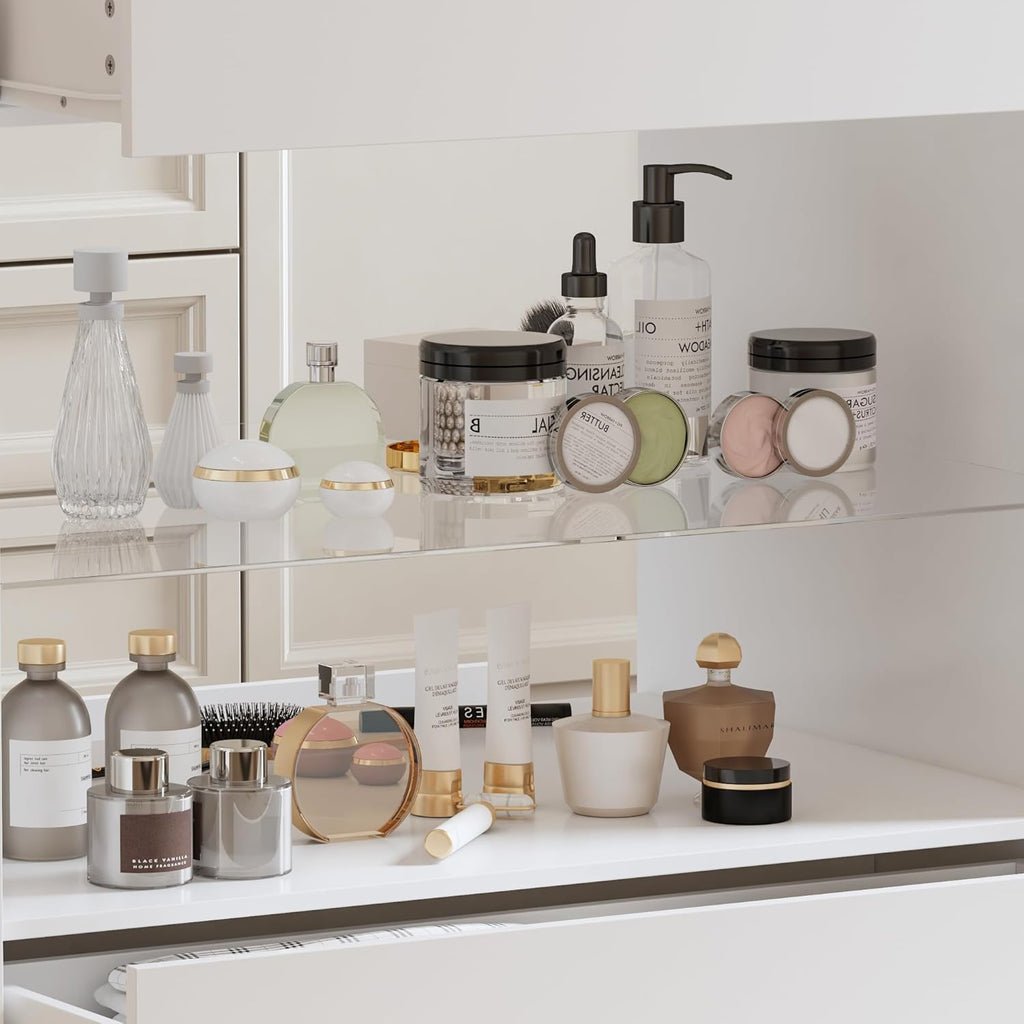 FUFU&GAGA Closet Island with Glass Top & 8 Drawers for Walk in Closet, Jewelry Display Cabinet Island with Glass Shelf, for Store Dressing Room Shop, 47.2'W x 23.6'D x 31.5'H