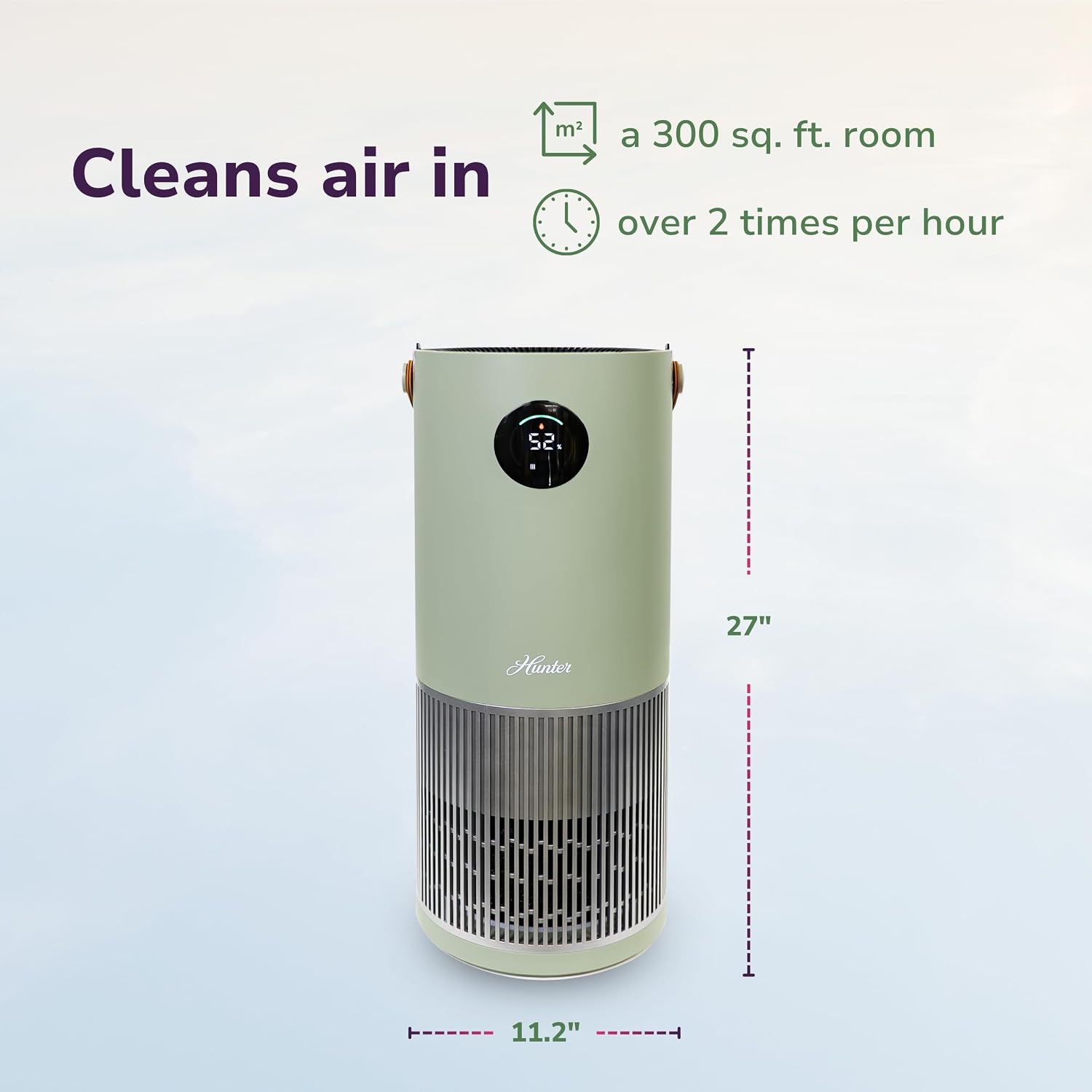 Hunter Fan Company Humidifier and Air Purifier In One, Advanced Filtration Air Purifiers for Home, Air Purifiers for Home Pets, Humidifiers for Bedroom and Humidifiers for Bedroom Baby, Sage/Silver