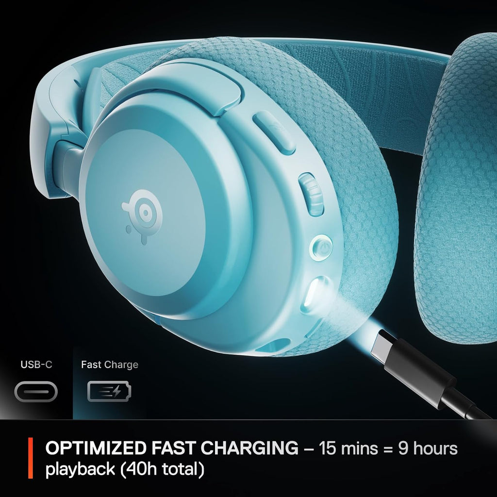 SteelSeries Arctis Nova 3P Wireless Multi-Platform Gaming Headset — Mobile App Control — 40 HR Battery — Neodymium Magnetic Drivers — 2.4GHz/Bluetooth — PS5, PS4, PC, Switch, Mobile — Aqua