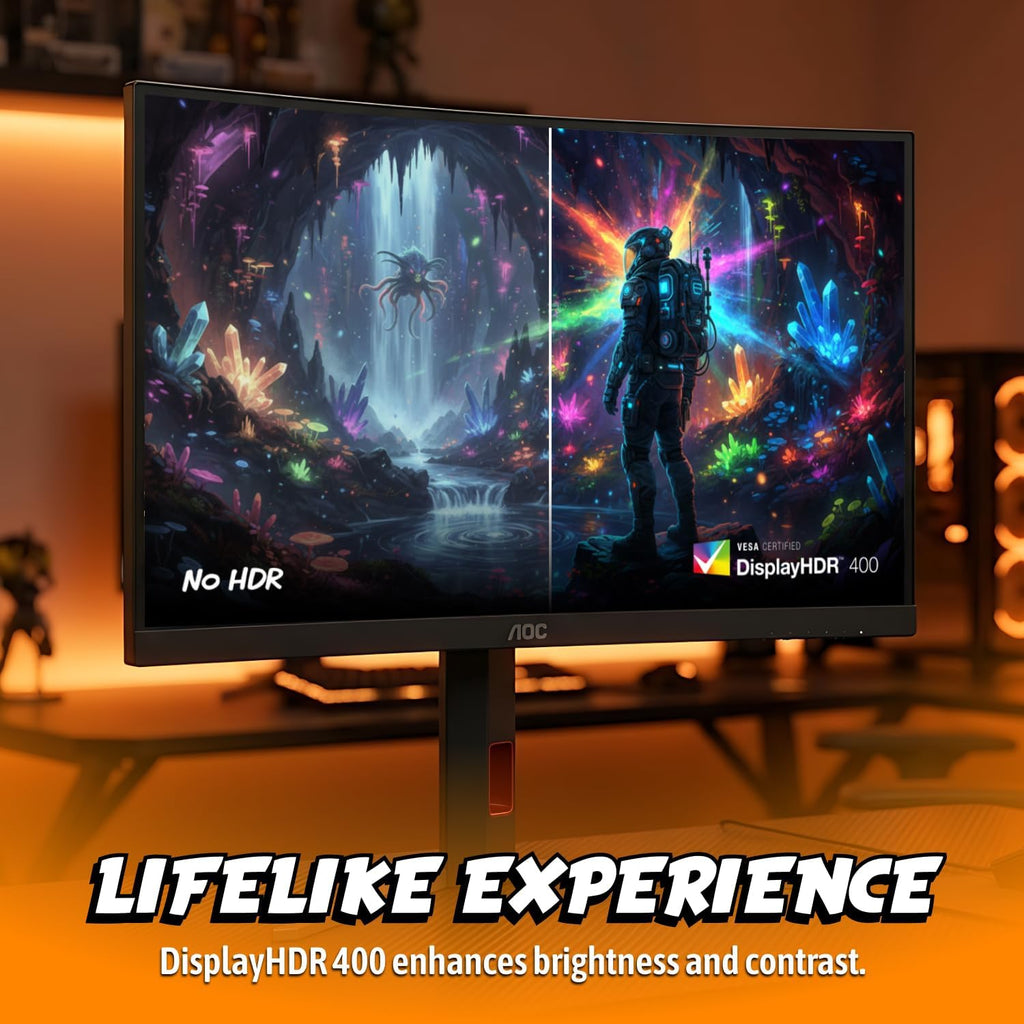 AOC CU34G4Z 34' Curved Ultrawide Gaming Monitor, UWQHD 3440 x1440 1500R 21:9, 240Hz 0.3ms MPRT, HDR 400, Display Port, HDMI, USB 3.2, AMD FreeSync Premium, Height Adjustable, 3-Year Zero-Bright-dot