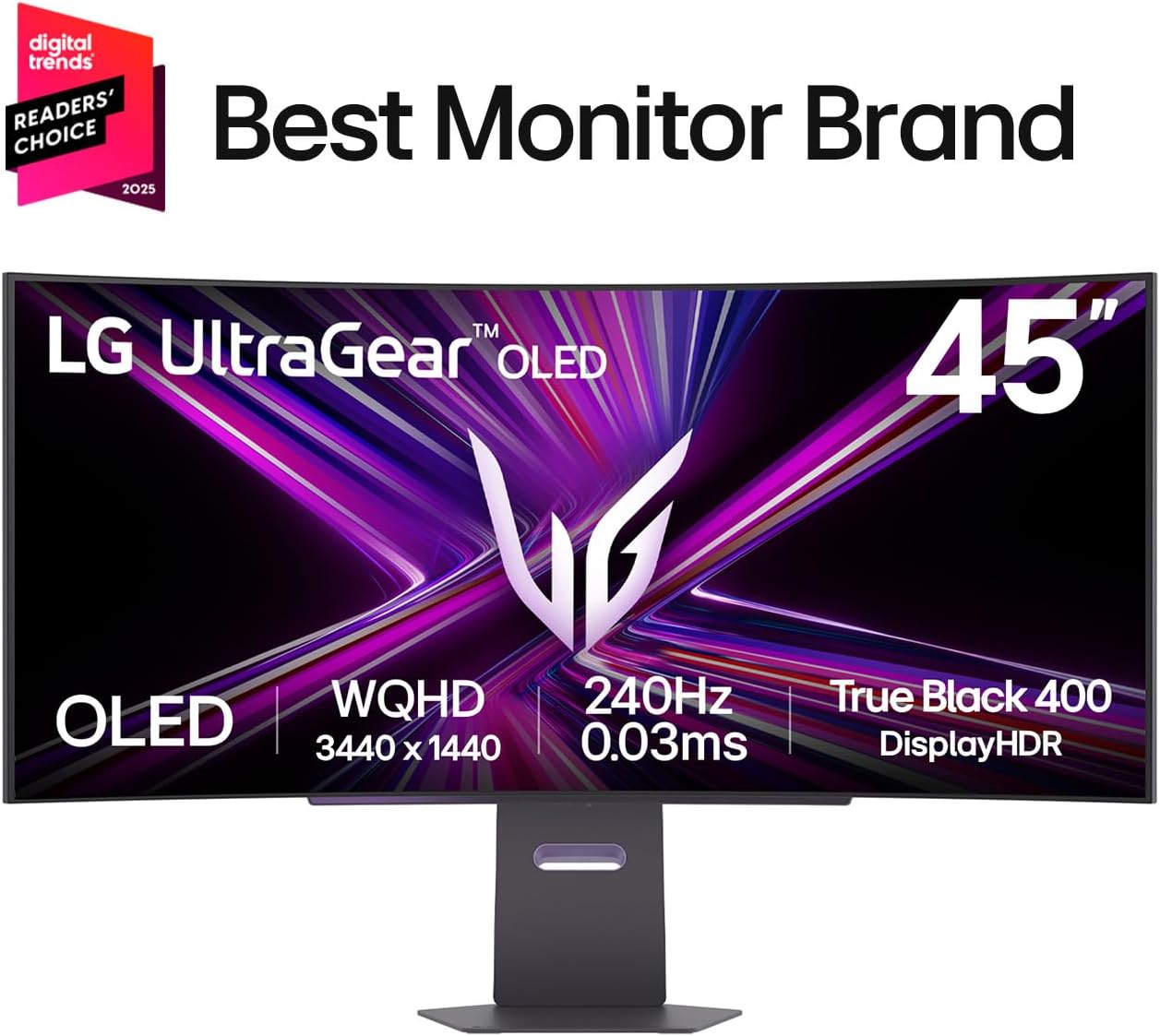 LG 45GX950A-B 45-inch Ultragear 5K2K WUHD (5120 x 2160) OLED Curved Gaming Monitor, Dual-Mode, 165Hz, 0.03ms, NVIDIA G-Sync, AMD FreeSync Premium Pro, HDR True Black 400, USB Type-C 90W, DP2.1