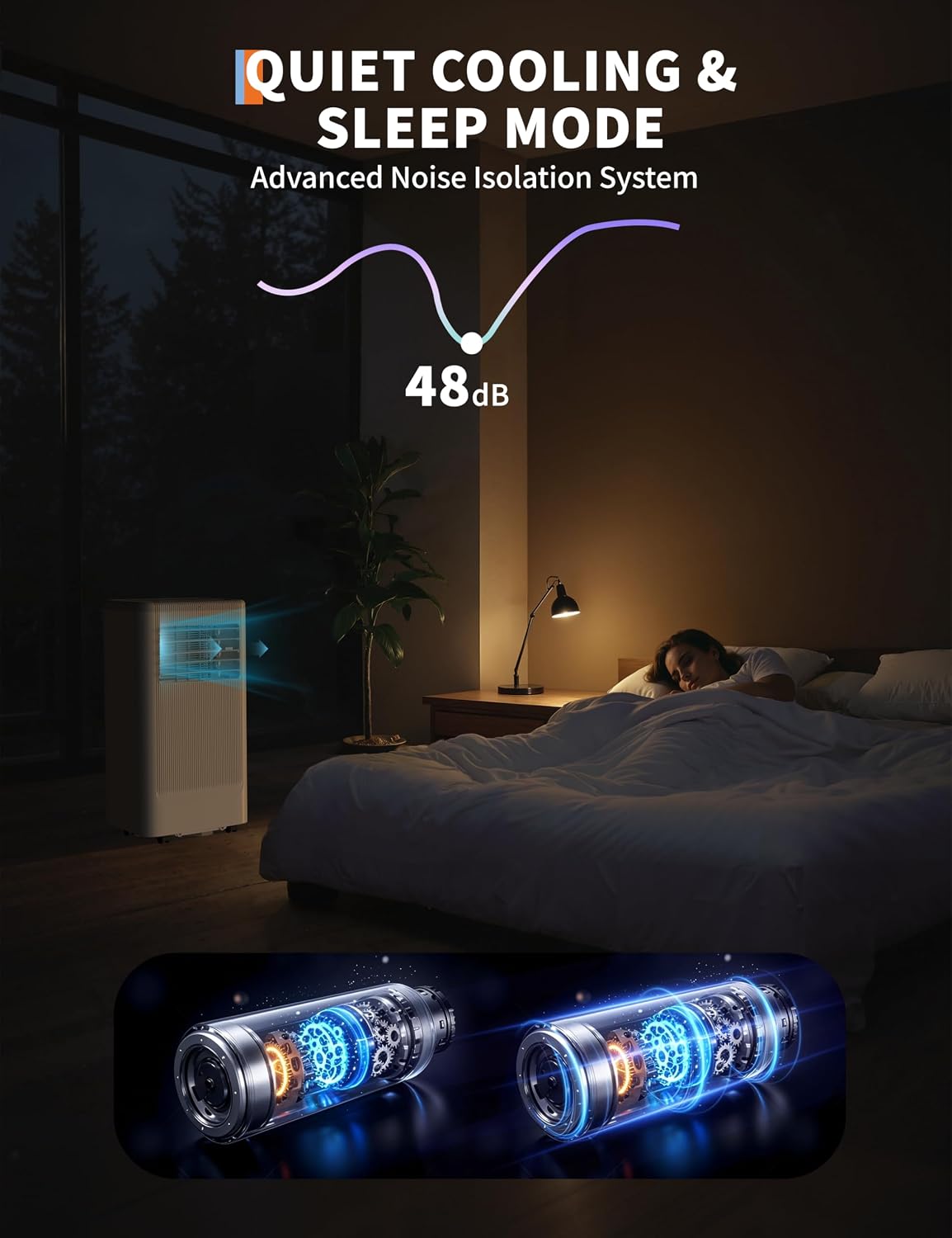 GarveeTech 10,000 BTUs Portable Air Conditioners with Heater, 3 in-1 Cooling AC Portable Air Conditioner for Room with Sleep Mode, Ventless Floor Air Conditioner, 3 Speeds Fan & Dehumidifier