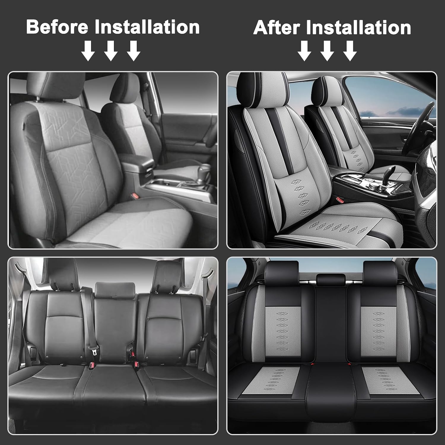 Car Seat Covers 5 Seats Fit for Mazda CX-30 2020-2024 2025,Waterproof Leather Seat Covers,Airbag Compatible,Car Seat Protectors Interior Sets(Full Set,Black&Grey)