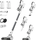 Klarpul Cordless Vacuum Cleaner, 2 Batteries 140 Mins Runtime 600W 50Kpa Stick Vacuum Cordless, Self-Standing Vacuum Cleaners for Home with 2.5H Fast Charging, for Floor/Carpet/Pet Hair, White