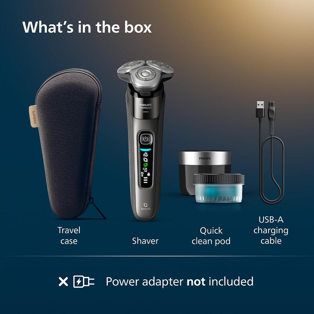 Philips Norelco Shaver i9000, Wet & Dry Electric Shaver, Dark Slate, SenseIQ Technology, Triple Lift & Cut System, 360 Rotating Dual SteelPrecision Precision Blades, Quick Clean Pod, X9002/82