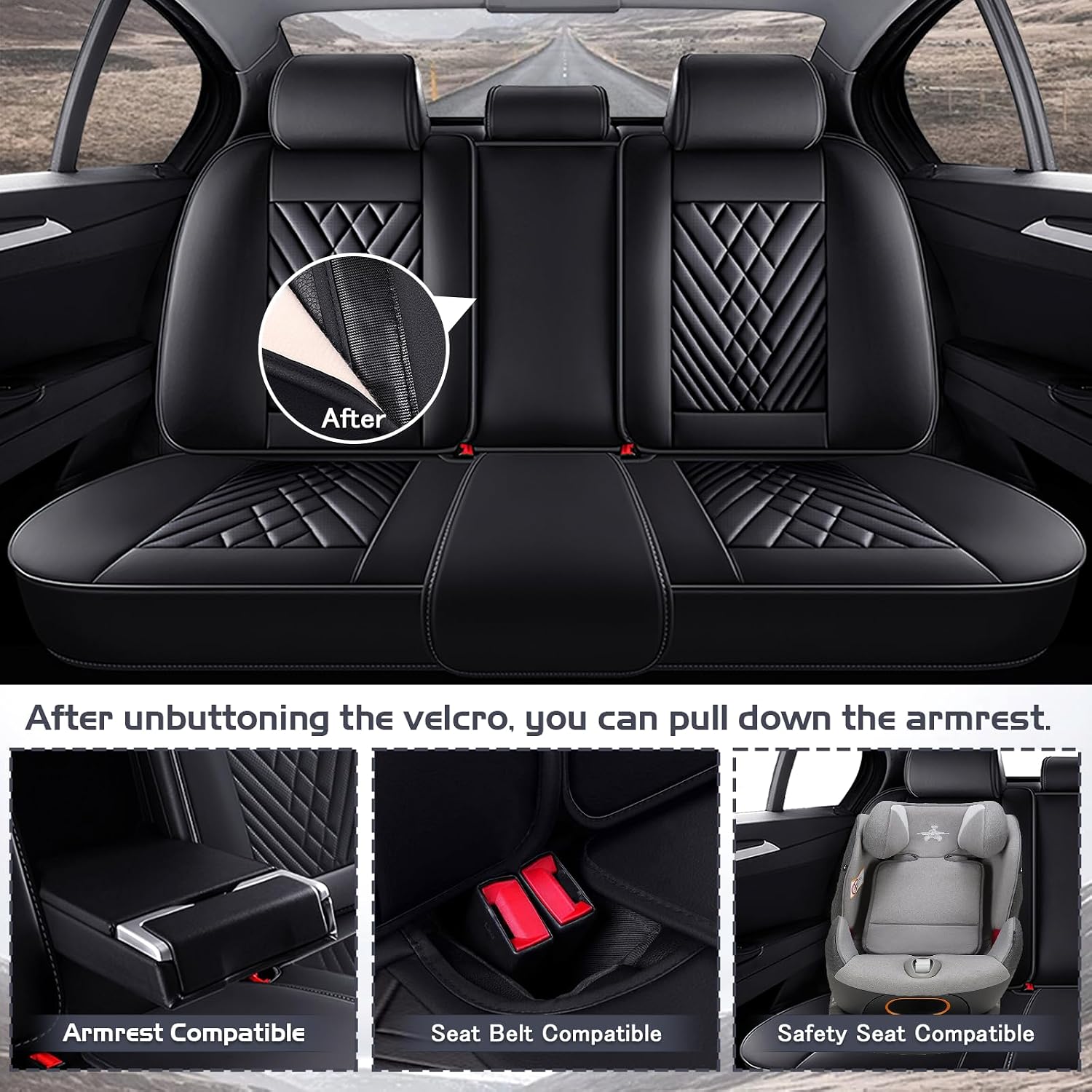 Car Seat Covers for Dodge Dart 2013-2016, Waterproof Nappa Leather Full Set Seat Cover, Anti-Slip and Comfortable Automotive Seat Protector&Accessories(Black)
