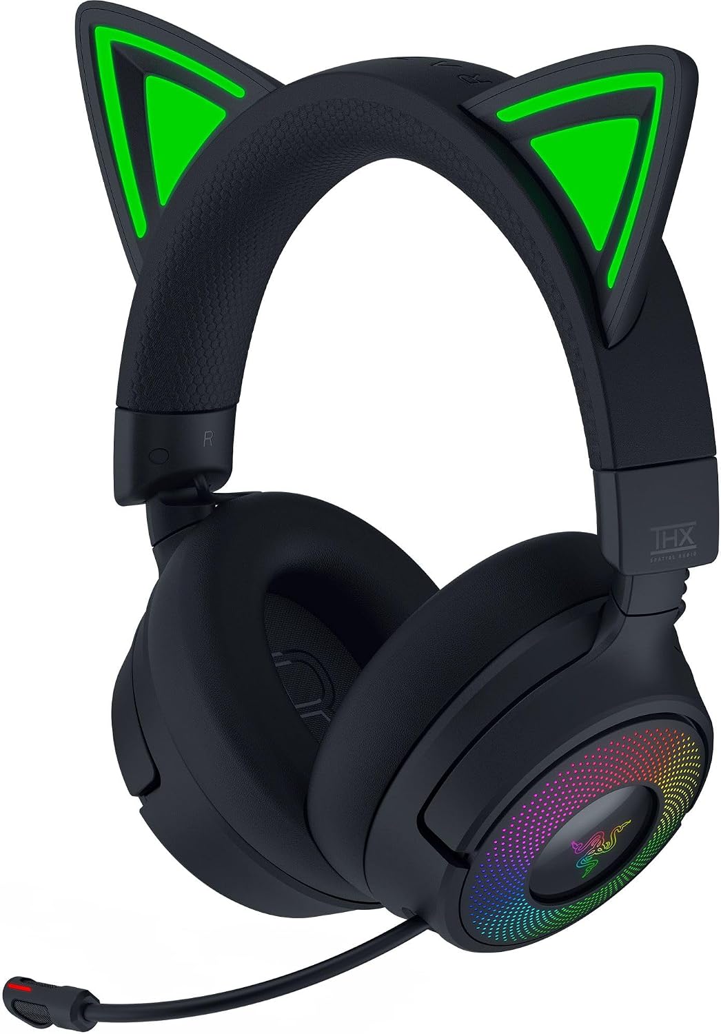 Razer Kraken Kitty V3 Pro Wireless RGB Gaming Headset: Chroma RGB Kitty Ears - 2.4 GHz, Bluetooth 5.3, USB A - Super Wideband Mic - 40mm Drivers - THX Spatial Audio - Comfortable Ear Cushions - Black